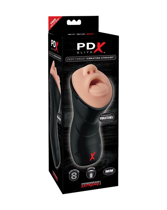 PDX ELITE DEEP THROAT VIBRATING STROKER – BLACK