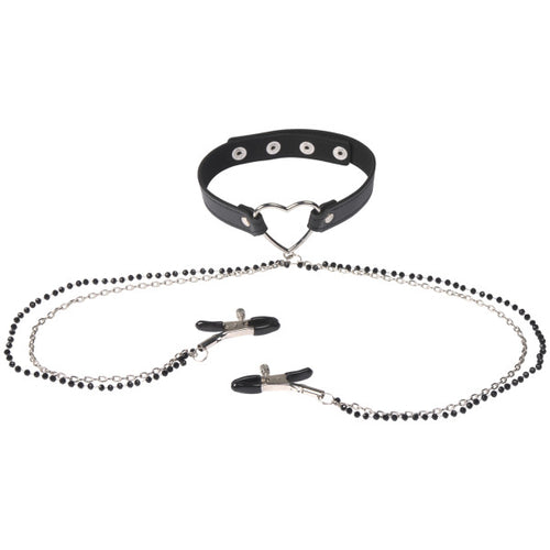 Sex & Mischief Amor Collar With Nipple Clamps