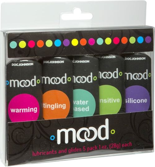 Doc Johnson Mood - Lube & Glide Sample Pack - Silicone Lube, Warming Glide, Tingling Glide, Water-Based Lube, Sensitive Glide
