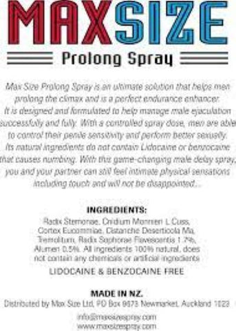 Maxsize Prolong Spray. Titanium Power