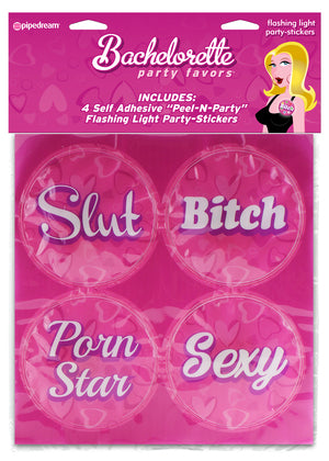 Bachelorette Flashing LED Light - Party Stickers – Pack of 4